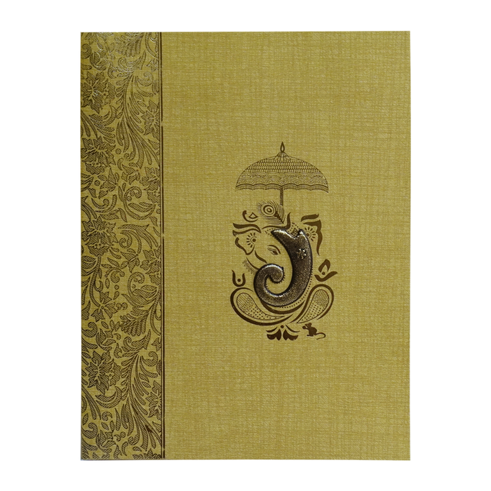 Brown Gold Jumbo Met Size Wedding Card With Gold Foiling Print-KNK50140-King of Cards