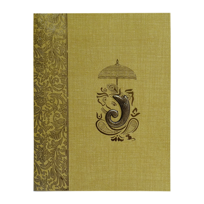 Brown Gold Jumbo Met Size Wedding Card With Gold Foiling Print-KNK50140-King of Cards