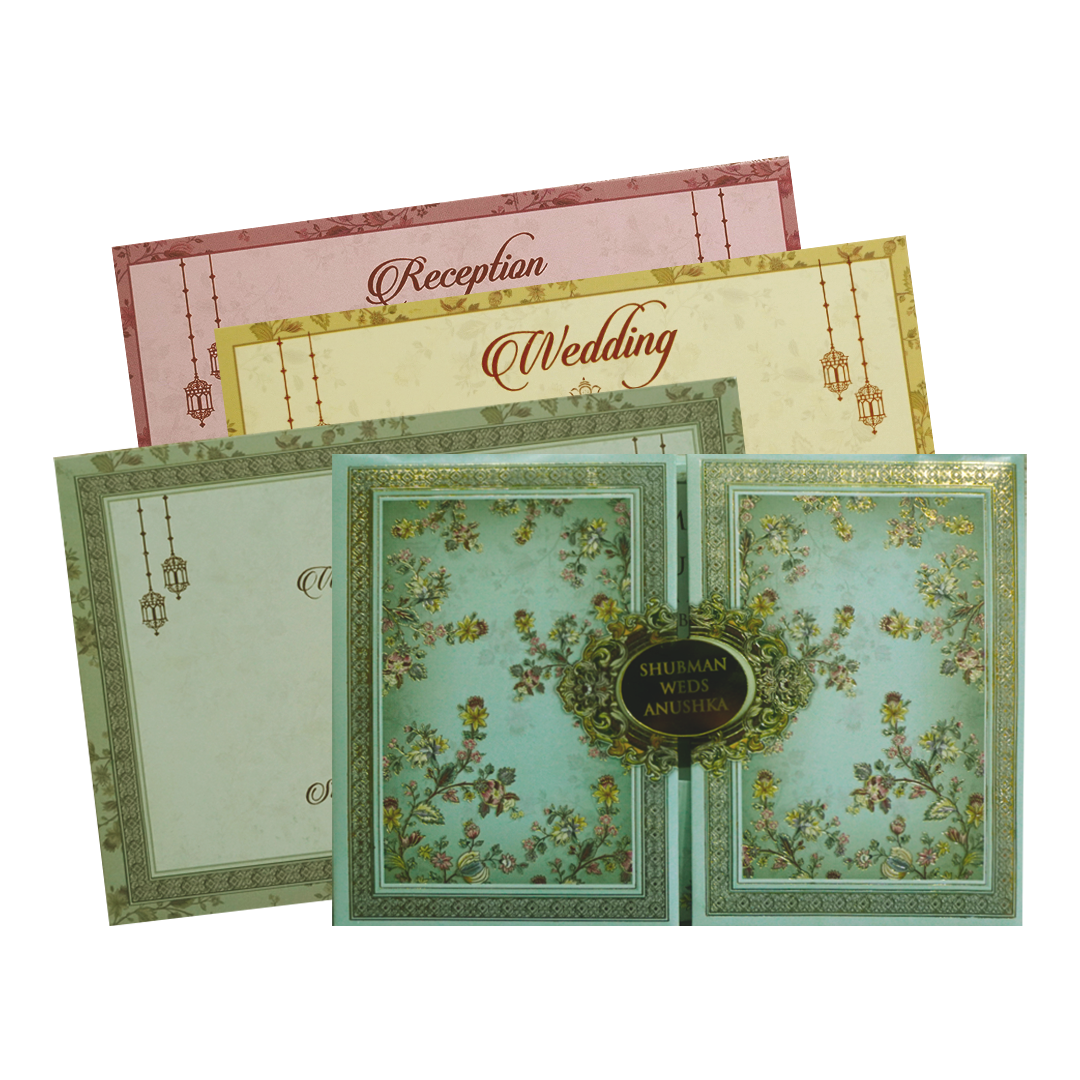 Mint Green Marriage Invitation Card-KRB8250