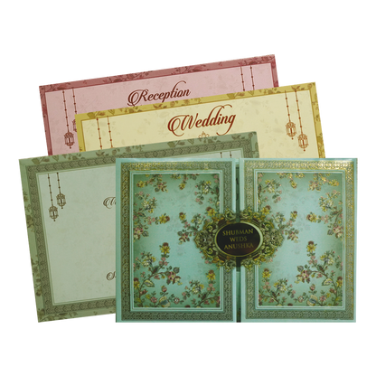 Mint Green Marriage Invitation Card-KRB8250