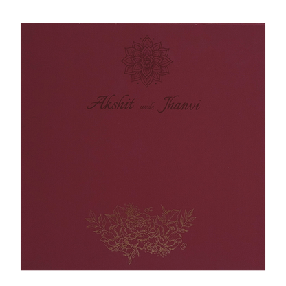 Maroon Floral Door Invitation Card-KRC30412