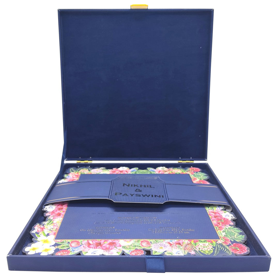 Royal Blue Premium Acrylic Box Invitation - KNKUP049