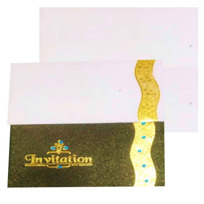 Elegant and super smooth Brown personal  with white insert and gold border invitation card! Buy now! &amp;