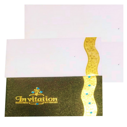 Elegant and super smooth Brown personal  with white insert and gold border invitation card! Buy now! &amp;