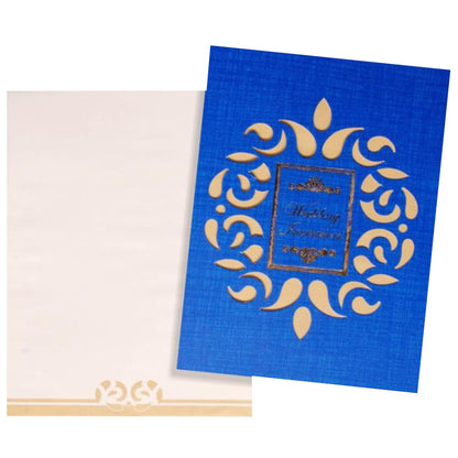 Blue Laser Cut Wedding Card-King of Cards