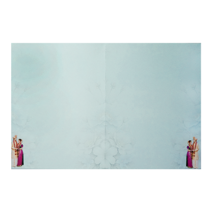 Blue Floral Couple Wedding Card-KNKJ1146