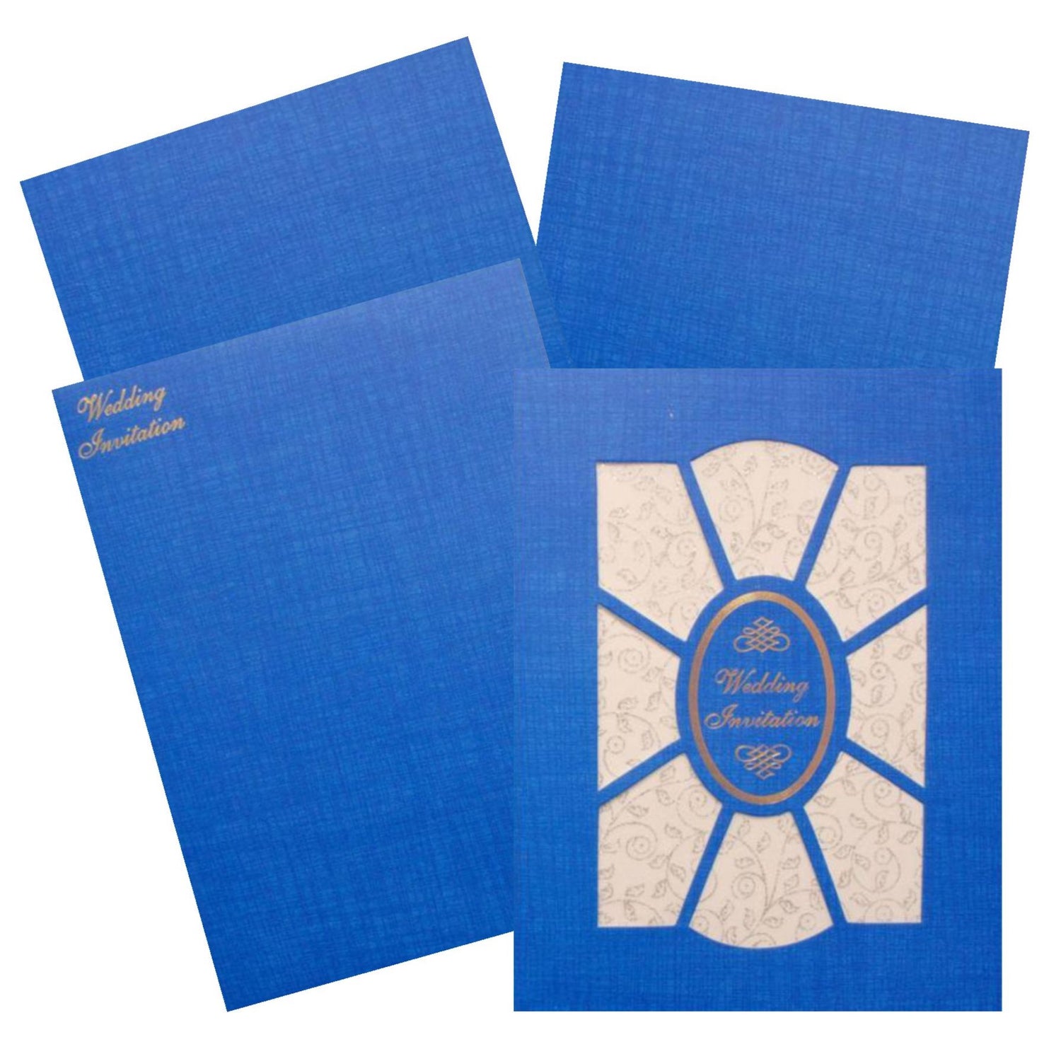 Blue Die Cut Invitation With White Wolly-KNK50102