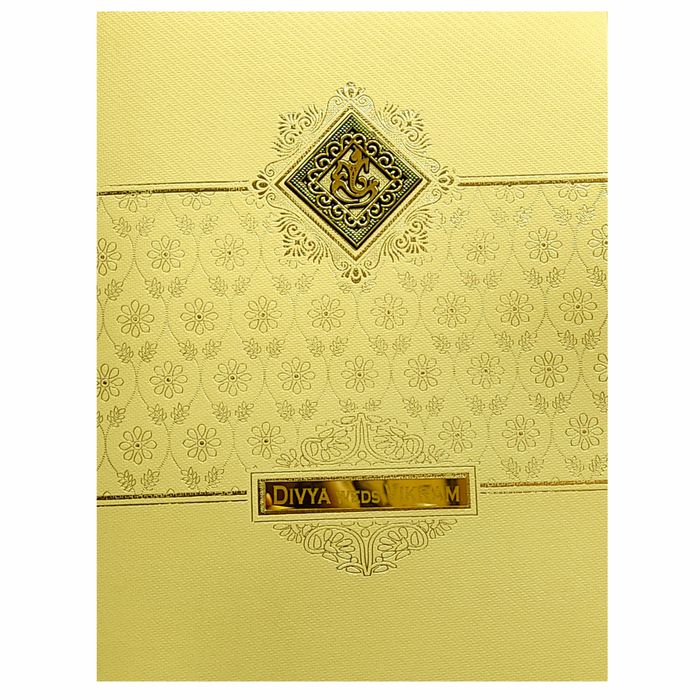 Gold Ganesha Floral Wedding Card-King of Cards