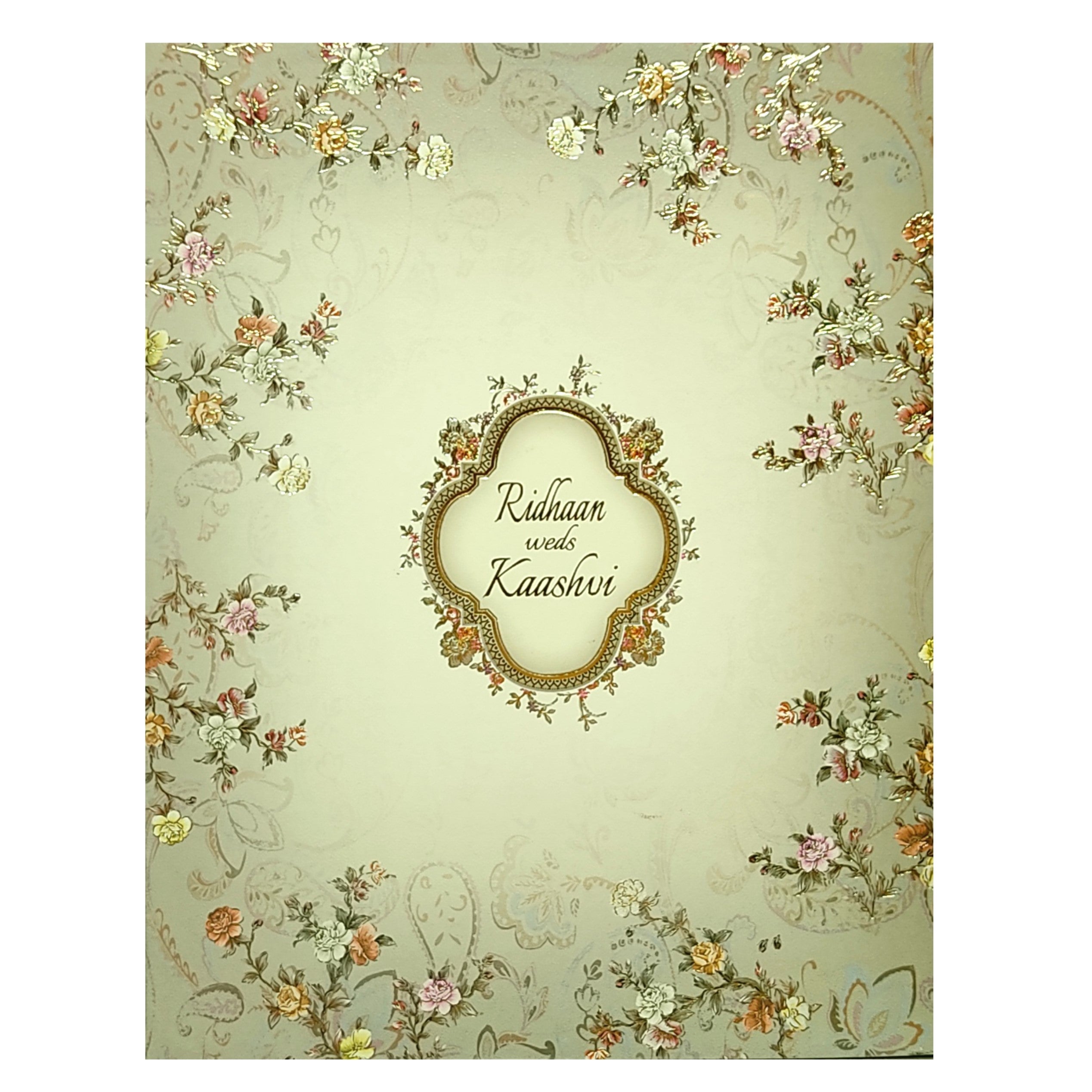 Grey Floral Wedding Invitation Card-KRC29160