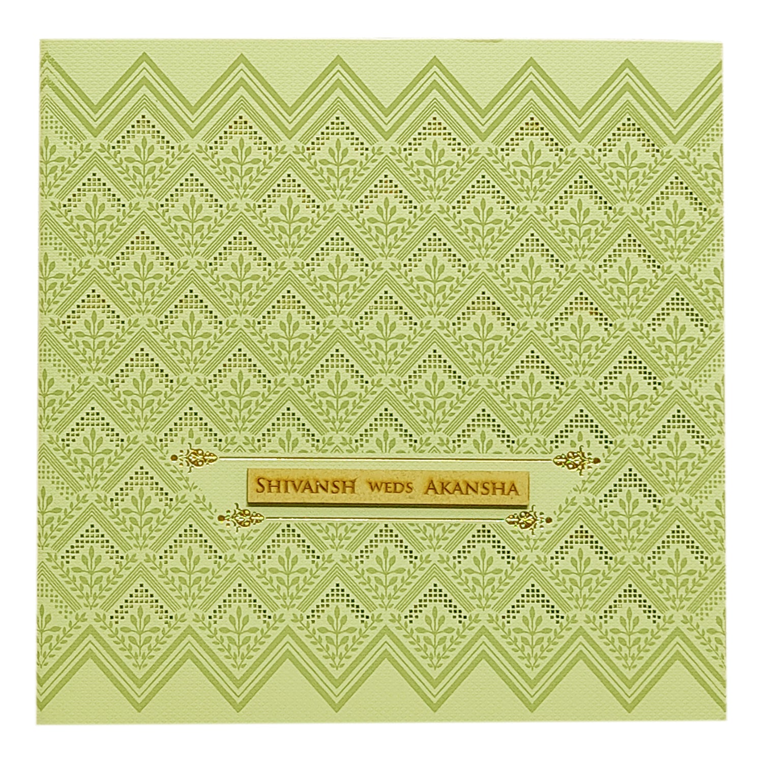 Pastel Green Embossed Design Invitation Card-KRC29512