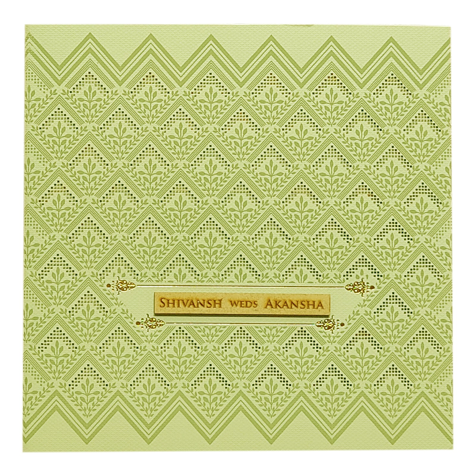 Pastel Green Embossed Design Invitation Card-KRC29512