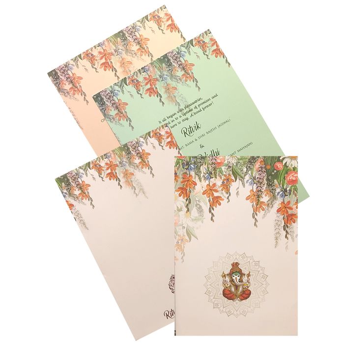Pink Ganesha Floral Invitation Card-King of Cards