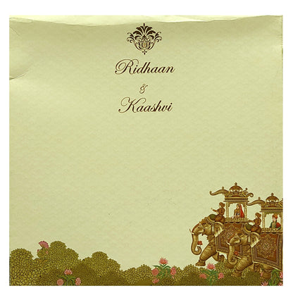 Beige Light Green Invitation Card-KRC29990