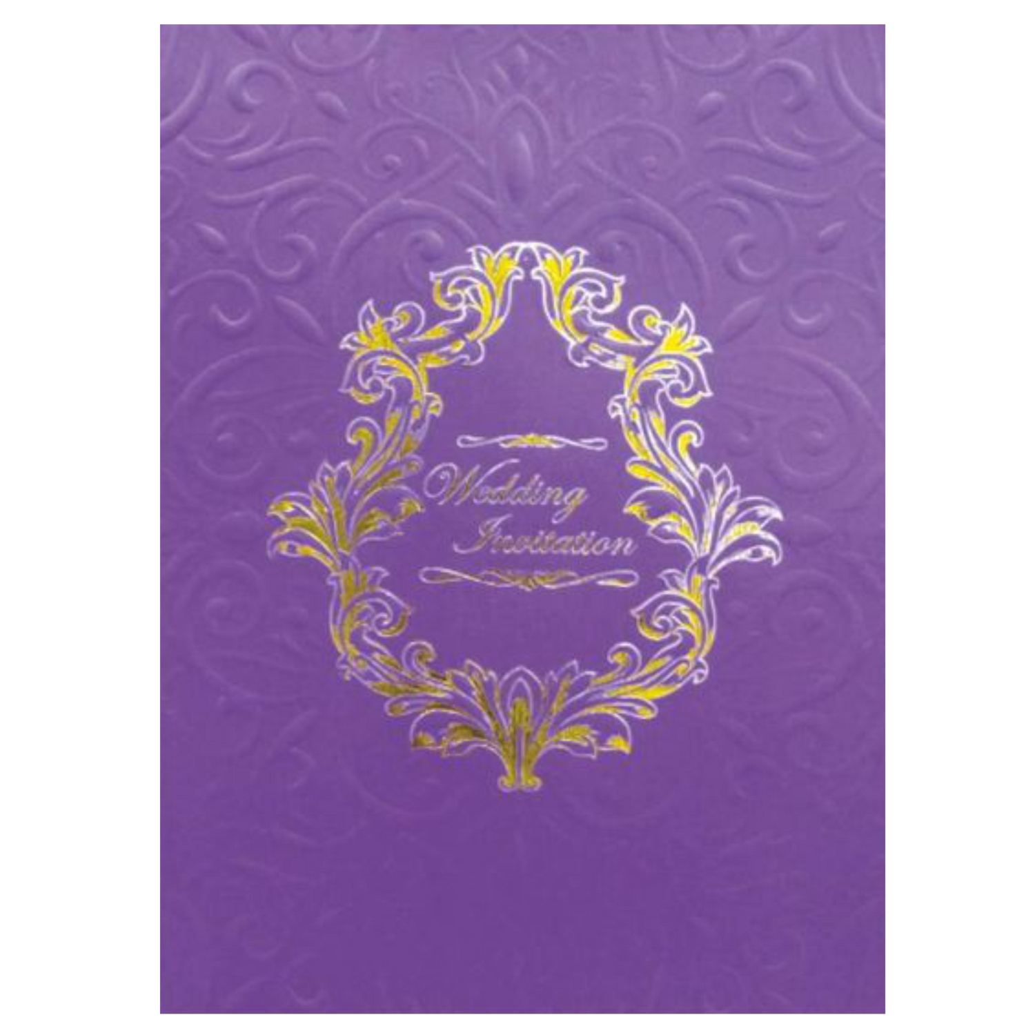 Fabulous Violet Shading With Floral Embossed Design Wedding Card-KNK2721