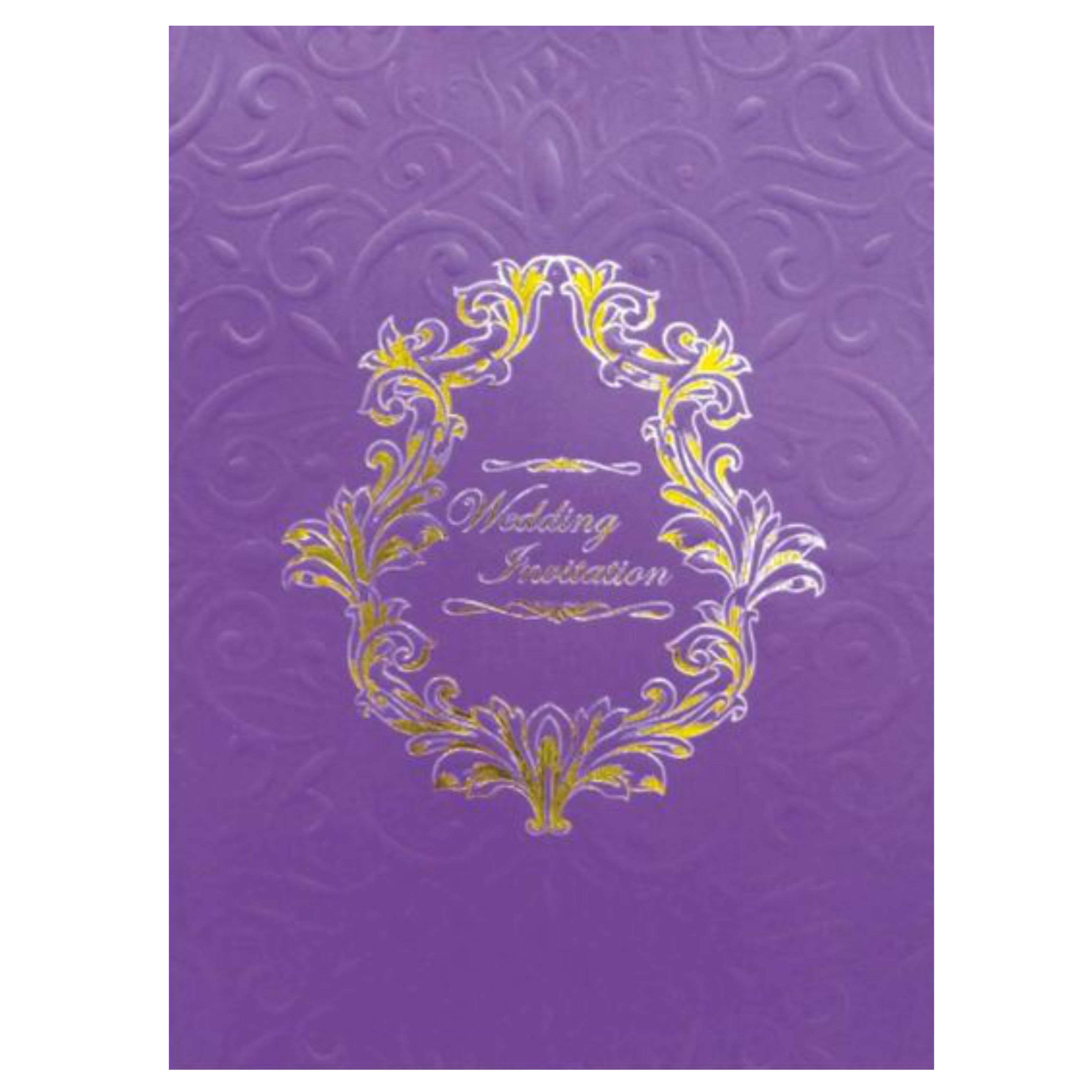 Fabulous Violet Shading With Floral Embossed Design Wedding Card-KNK2721