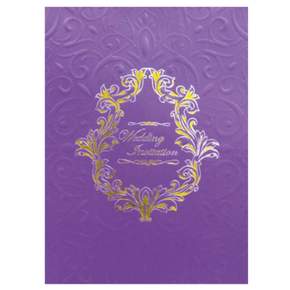 Fabulous Violet Shading With Floral Embossed Design Wedding Card-KNK2721