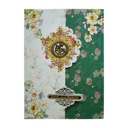 Green Floral Three-Fold Wedding Card-King of Cards