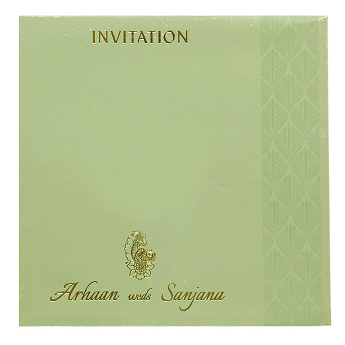 Pastel Green Embossed Invitation Card-King of Cards