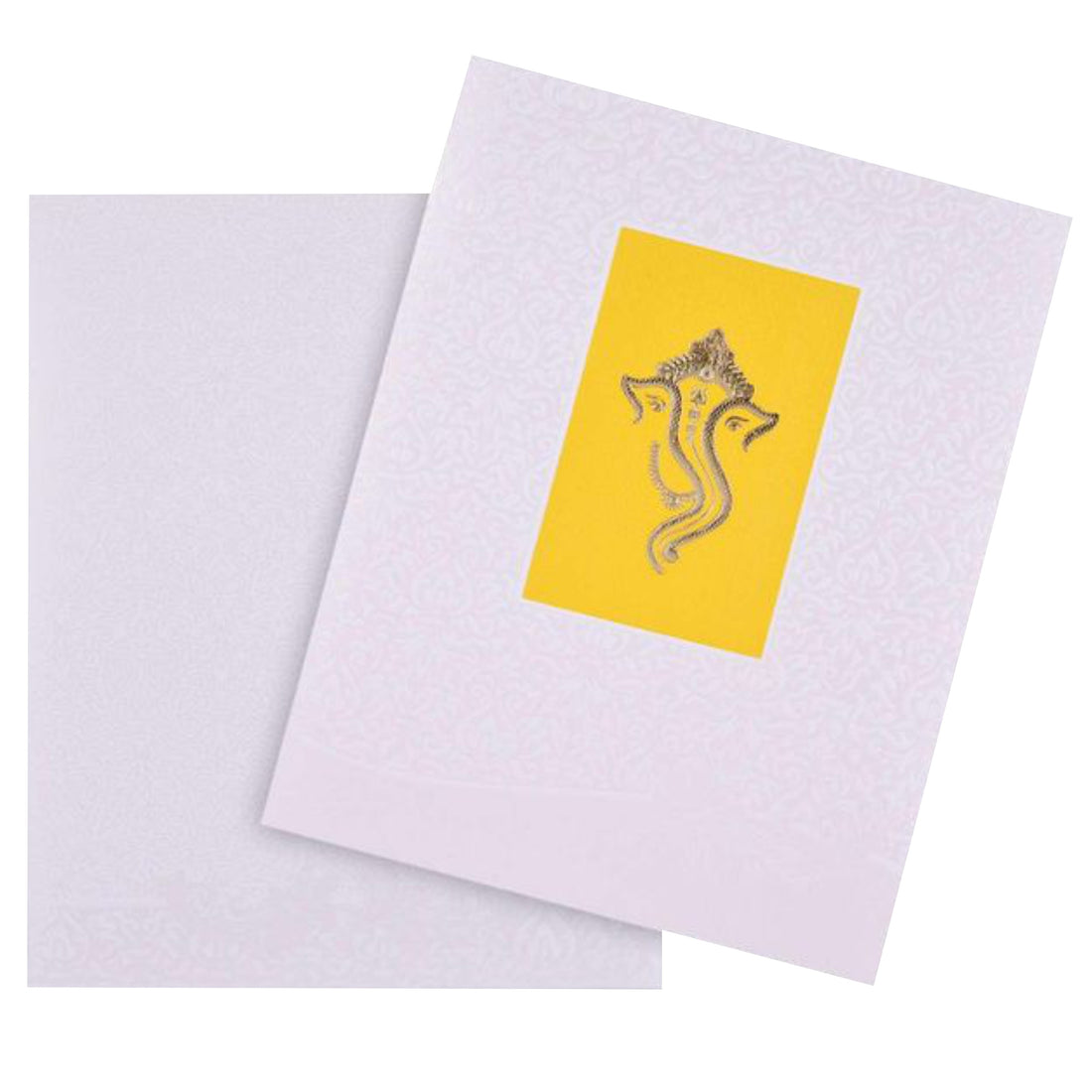 Gold Ganesha With Yellow Shading Wedding Card - KNK4096