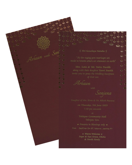 Maroon Single Sheet Invitation Card-King of Cards