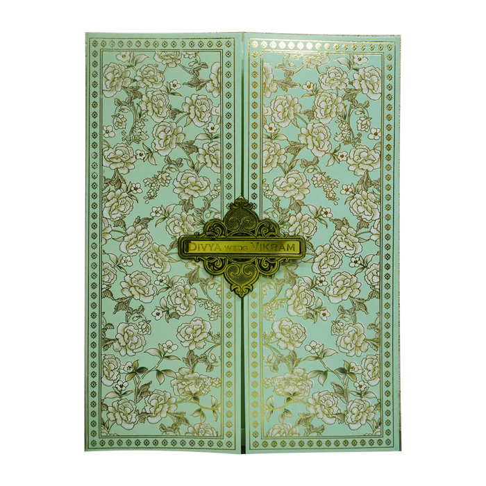 Pastel Green Floral Door-Style Invitation Card-King of Cards