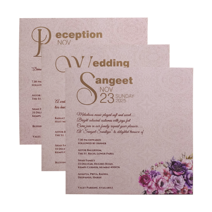 Bronze Pink Premium Padded Wedding Invitation-King of Cards