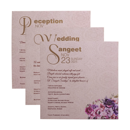 Bronze Pink Premium Padded Wedding Invitation-King of Cards