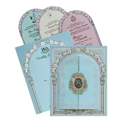 Celebrate in style with customized Bluish Grey Tracing Sheet Invitation Order now! ?WhatsApp Support ?Express Delivery.