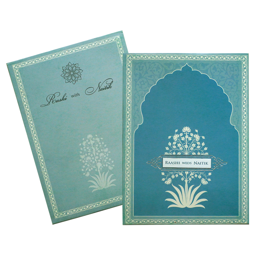 Light Blue Padded Wedding Card-KRC30650