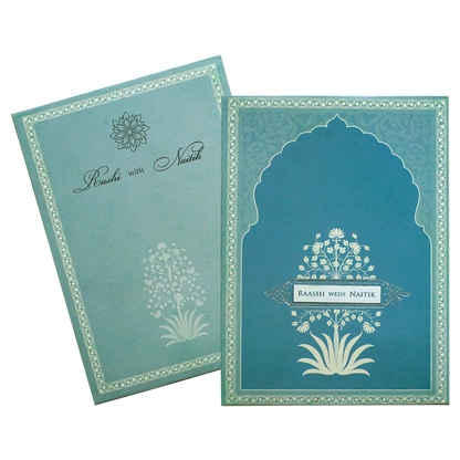 Light Blue Padded Wedding Card-KRC30650