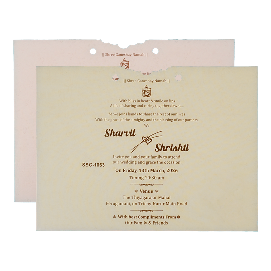 Buy Cream Floral Laser Cut Wedding Card