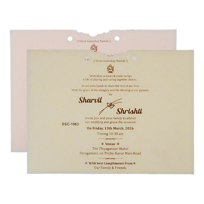 Buy Cream Floral Laser Cut Wedding Card