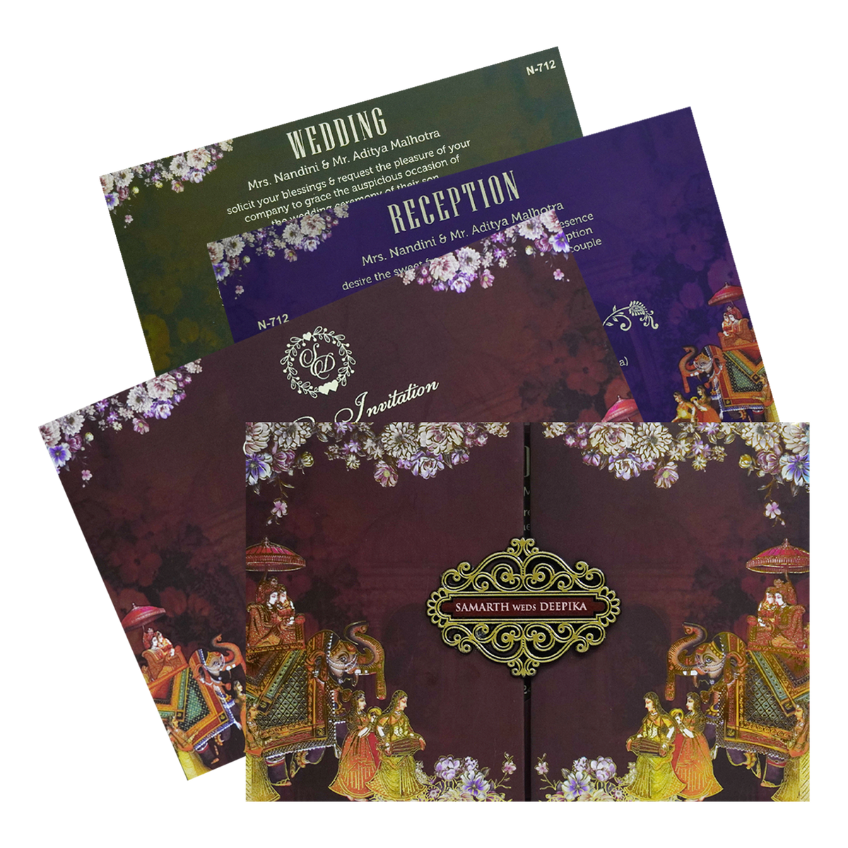 Chocolate Brown Floral Invitation-KVN07120