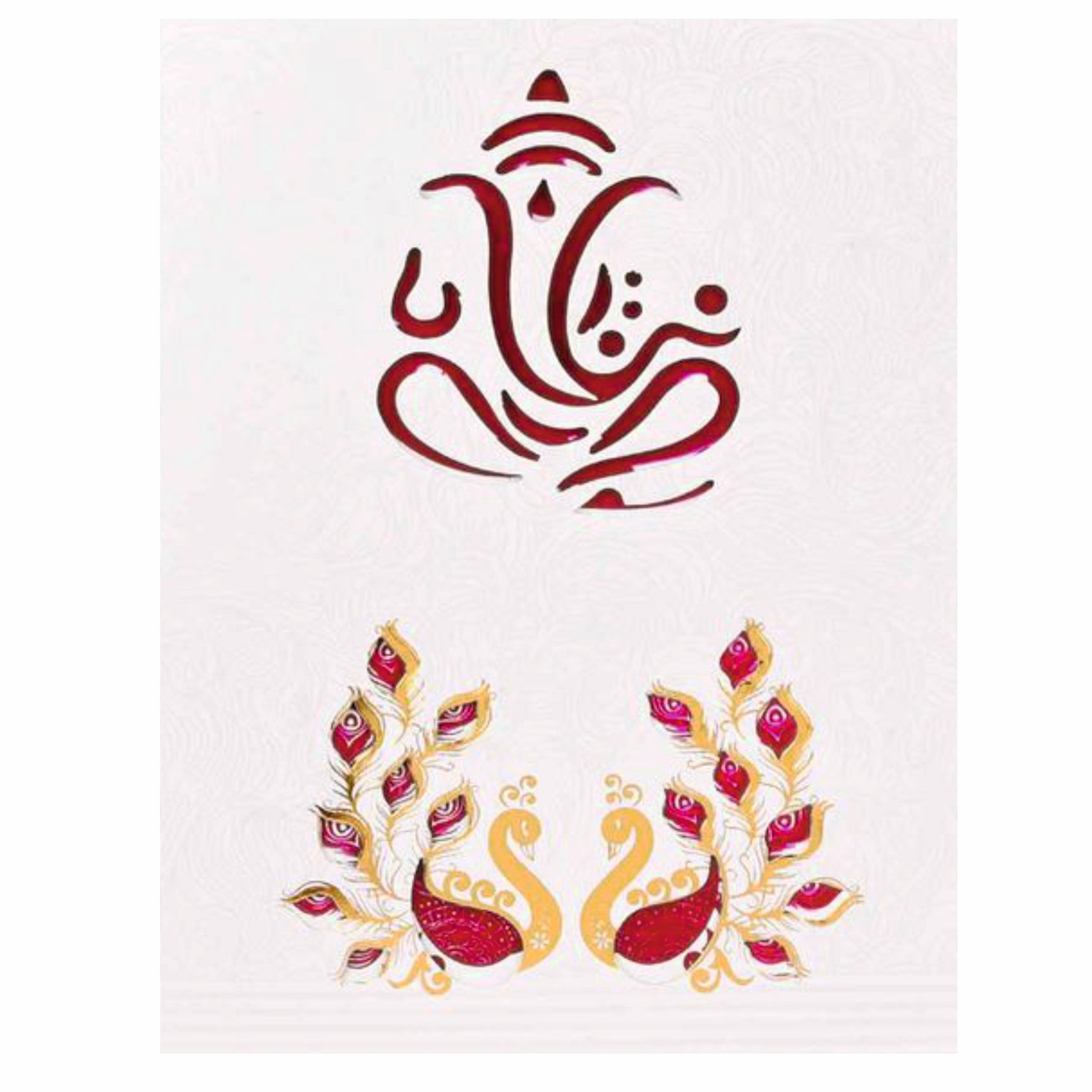 Beautiful Cut Ganesha With Peacock Theme Wedding Card - KNK70190