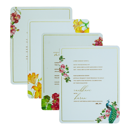 White Tracing Sheet Peacock Wedding Card-King of Cards