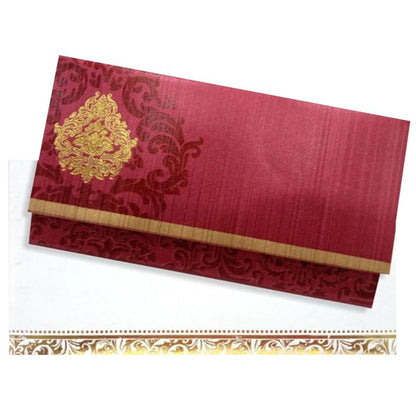Gold Foiling Floral Design With Maroon Shaded Personal Wedding Card - KNHM813S-King of Cards