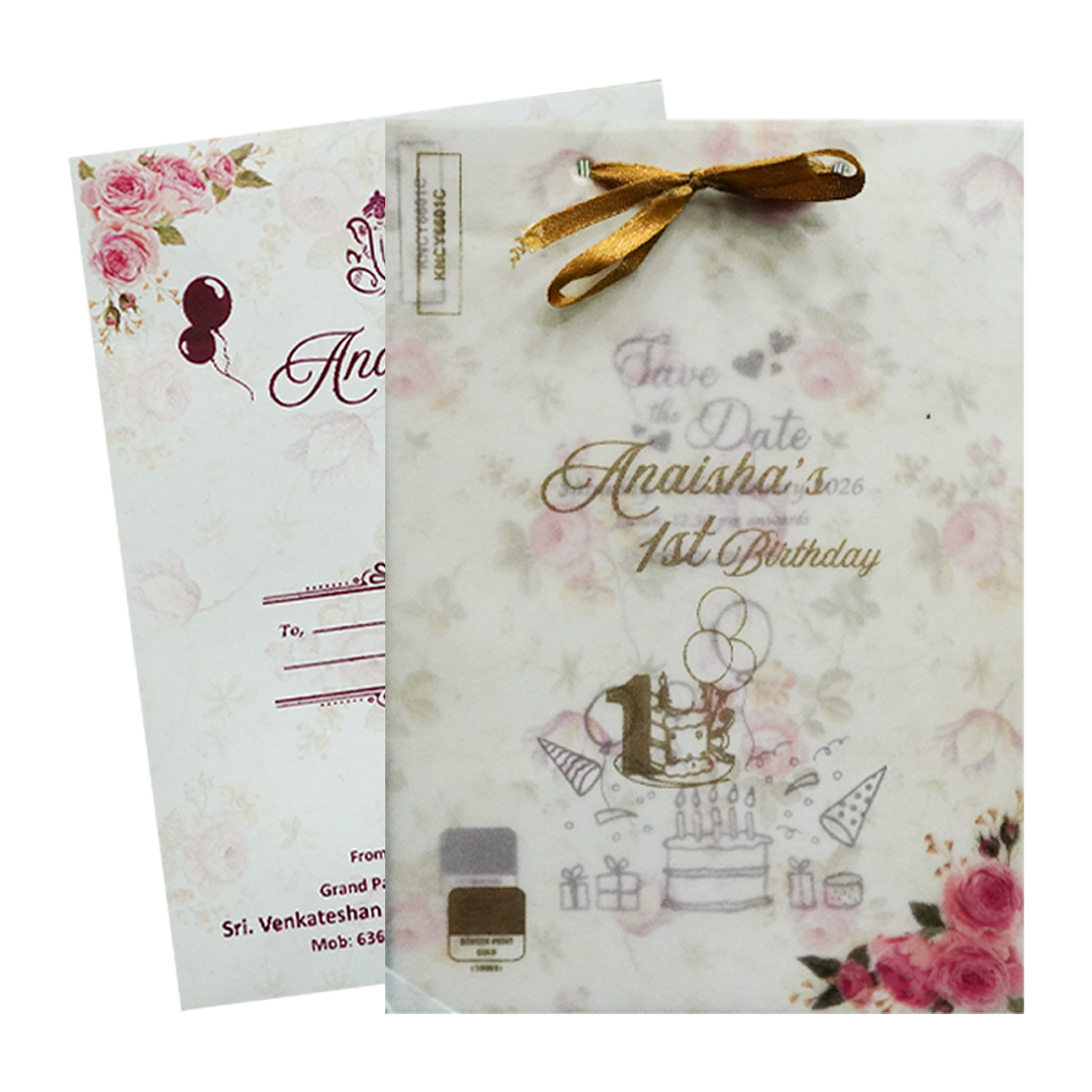 White Pink Floral Wedding Card-KNCY6601C