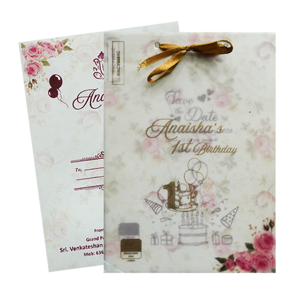 White Pink Floral Wedding Card-KNCY6601C