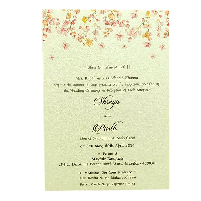 White Floral Single Invitation Card-King of Cards