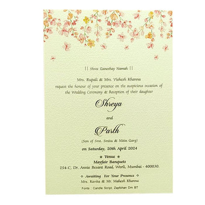 White Floral Single Invitation Card-King of Cards