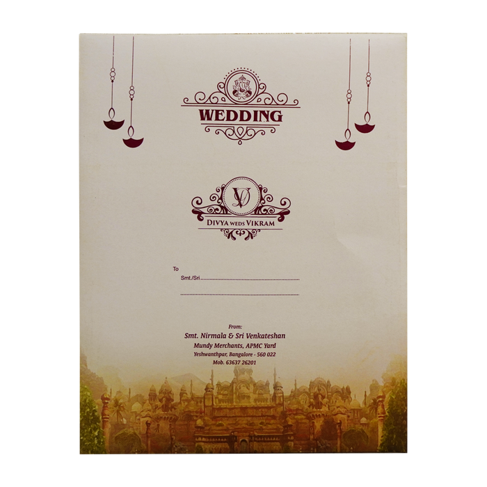 Cream Palace Wedding Invitation Card-King of Cards