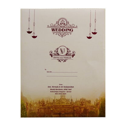 Cream Palace Wedding Invitation Card-King of Cards