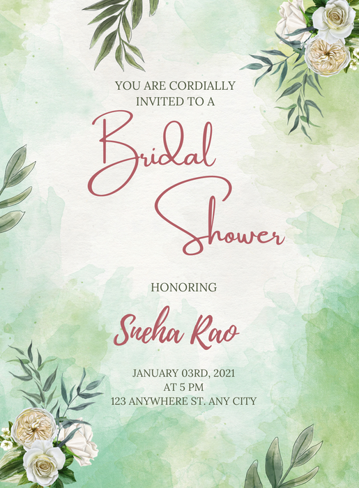 Green Garden Bridal Shower Invitation-AABDS005