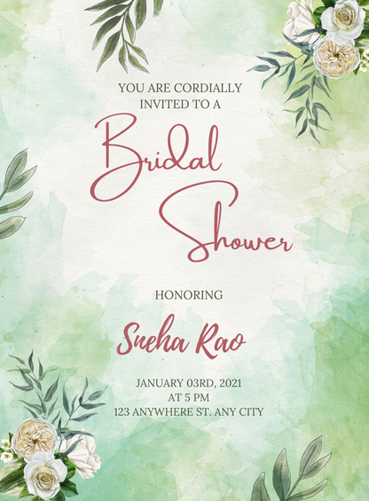Green Garden Bridal Shower Invitation-AABDS005
