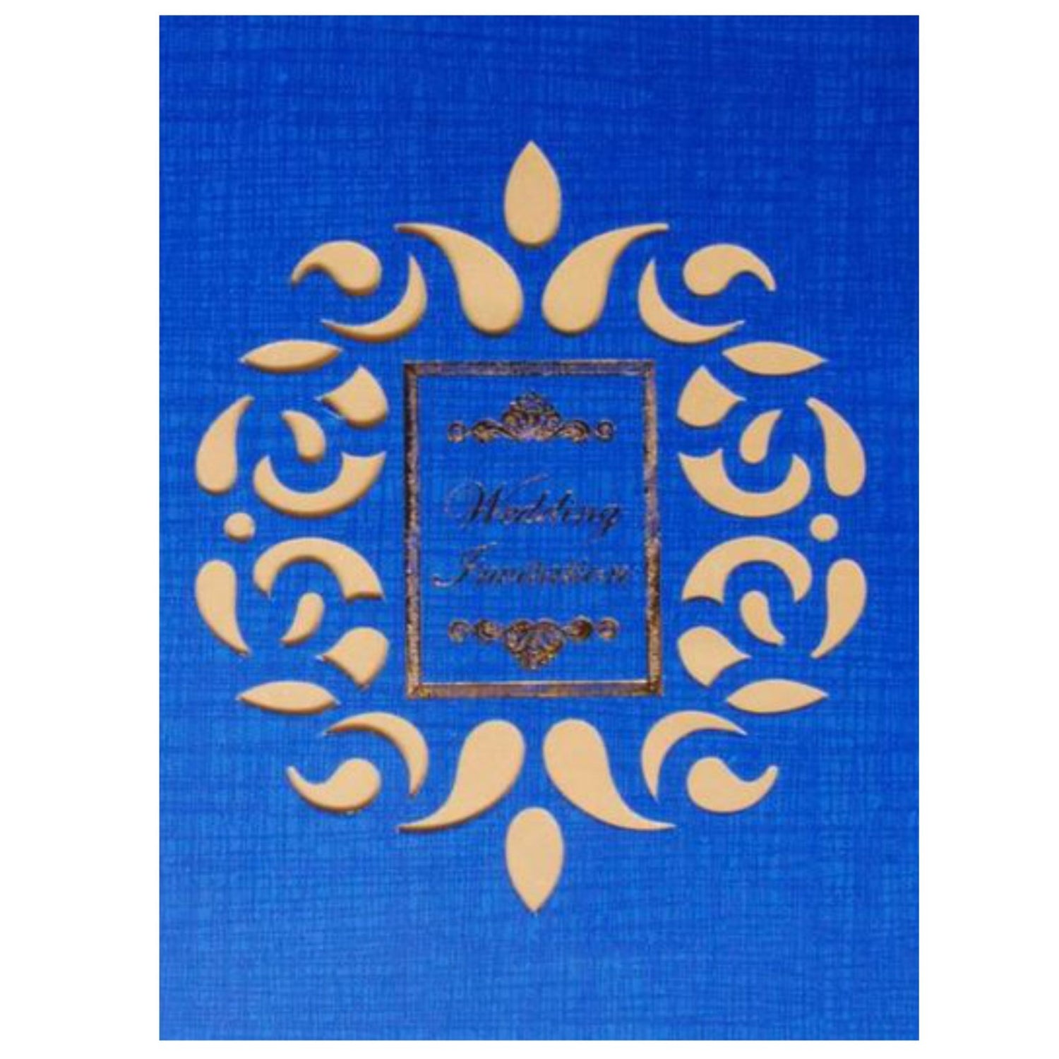 Blue Laser Cut Wedding Card-KNCPC418