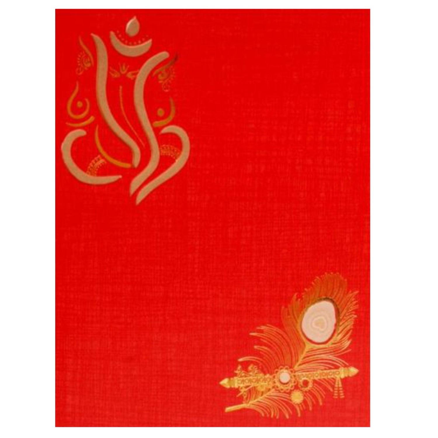 Red Peacock Design With Die Cut Ganesha-KNK50081