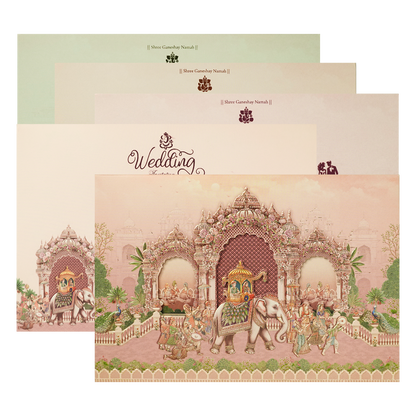 Check out Pink Palace Elephant Padded Wedding Card at best price. ✅WhatsApp Support ✅Express Delivery.|King of cards.