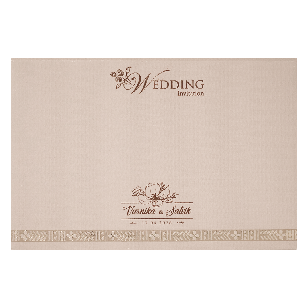 Mauve Gold Floral Padded Wedding Card-KSSC2350