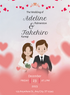 Pink Hearts Wedding Couple Invitation-EINK0048