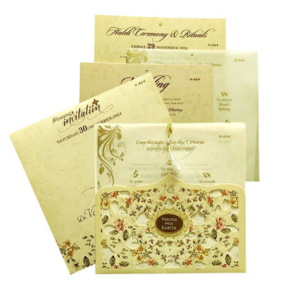 Beige Laser Cut Invitation-KVN06640
